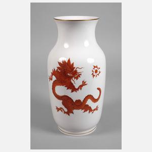 Meissen große Balustervase "Roter Mingdrache"