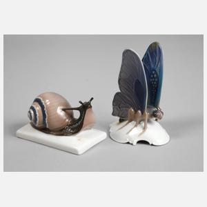 Rosenthal Schnecke und Schmetterling