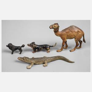 Wiener Bronze vier Tierminiaturen