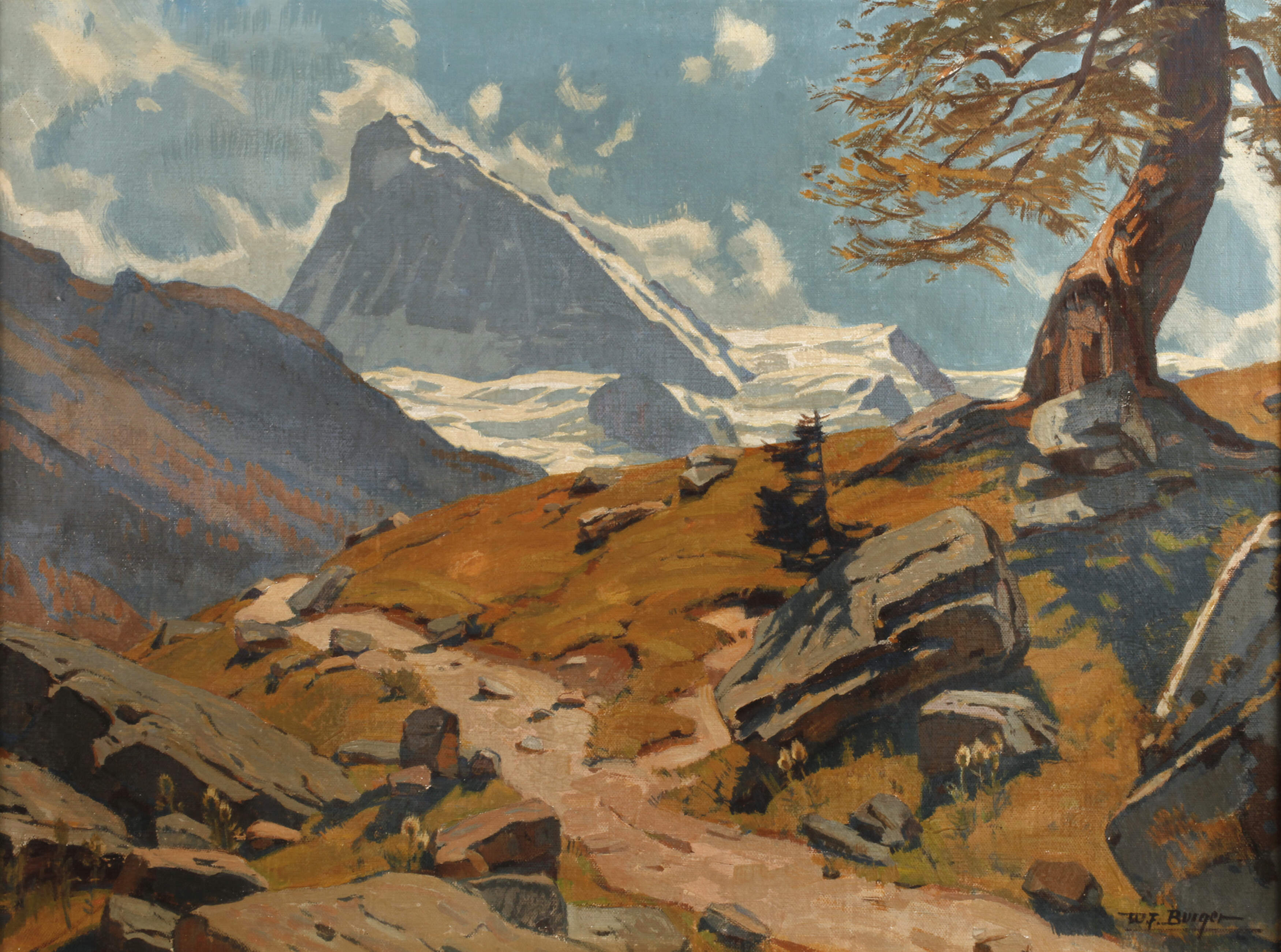 Willy Friedrich Burger, "Alpweg mit Dent Blanche"