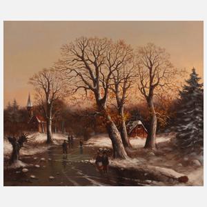 Helmut Kips, "Idyllische Winterlandschaft im Abendrot"