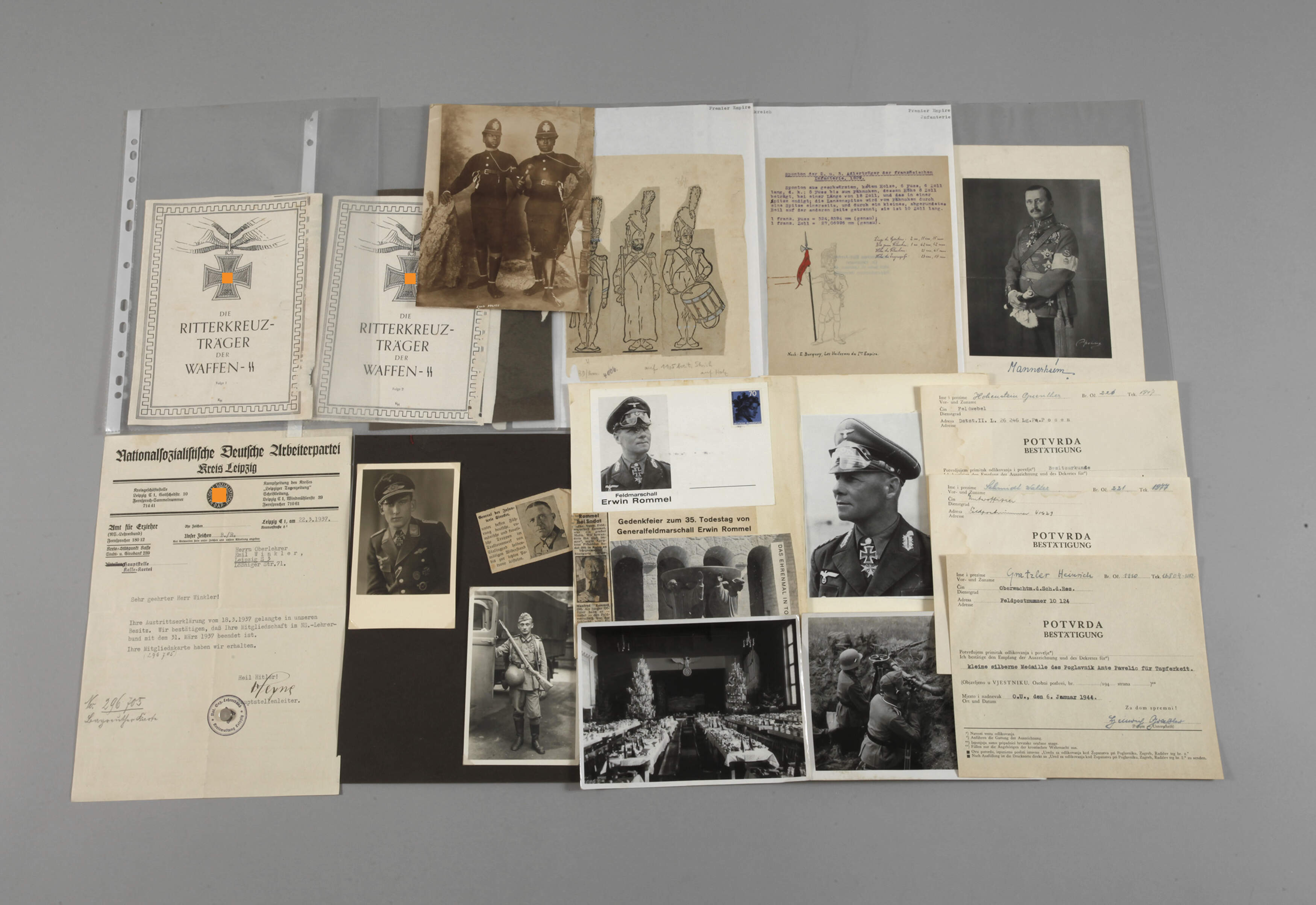 Sammlung Papiere, Fotos und Postkarten 3. Reich