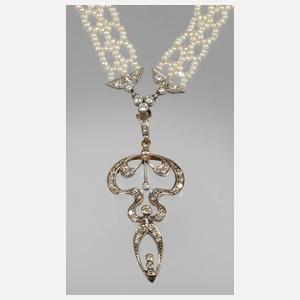 Perlencollier mit Diamanten