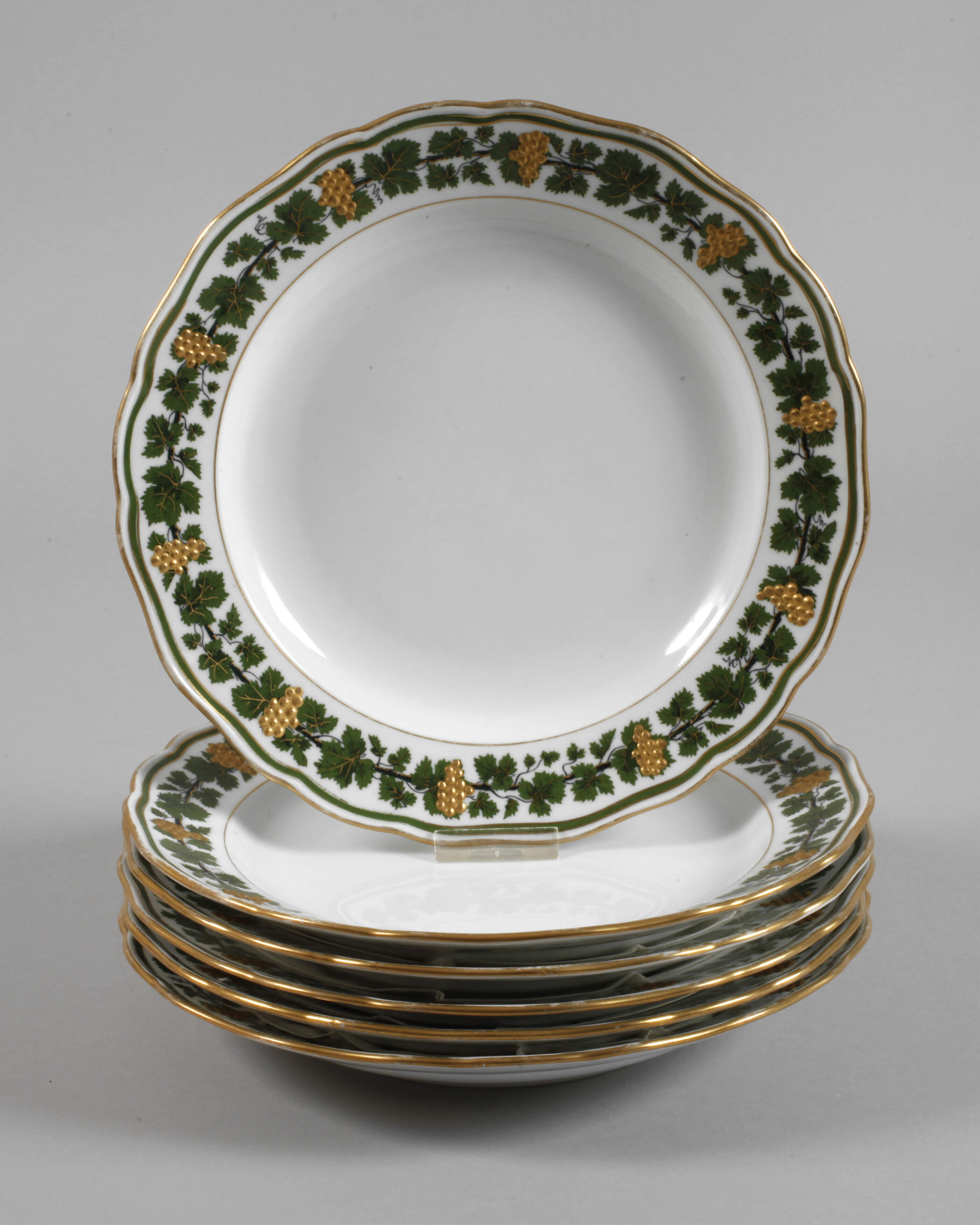 Meissen sechs Speiseteller Weinlaubdekor/Gold