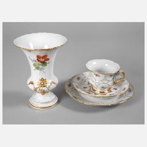 Meissen Prunkgedeck und Vase "B-Form"