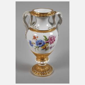 Meissen "Schlangenhenkelvase" Blumenmalerei