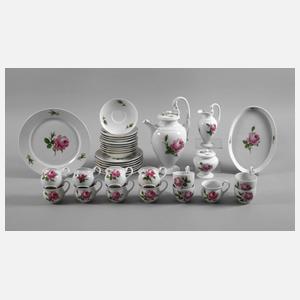 Meissen Kaffeeservice "Schwanenhals/Rote Rose"