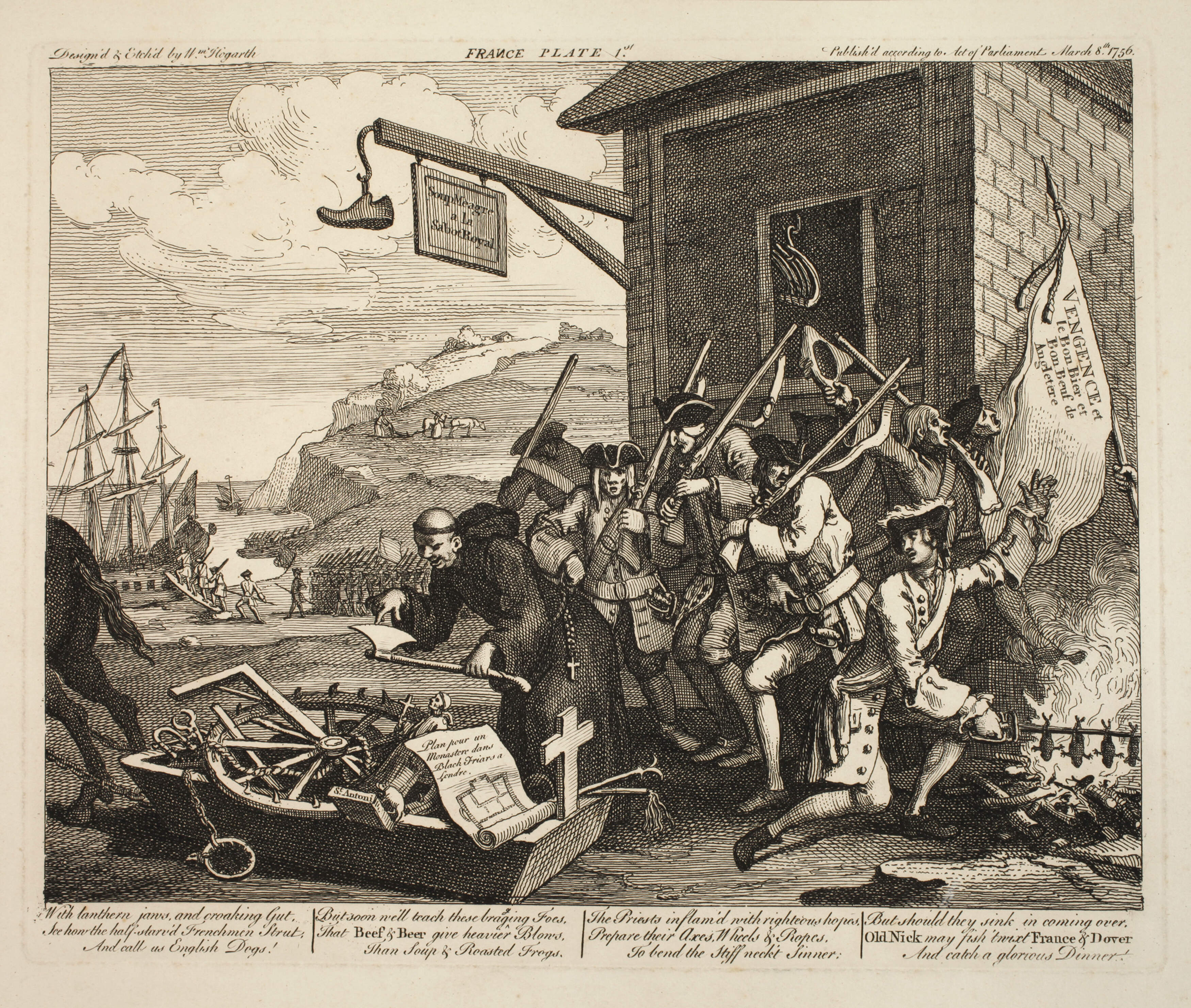 William Hogarth, "France Plate I – Die Invasion"