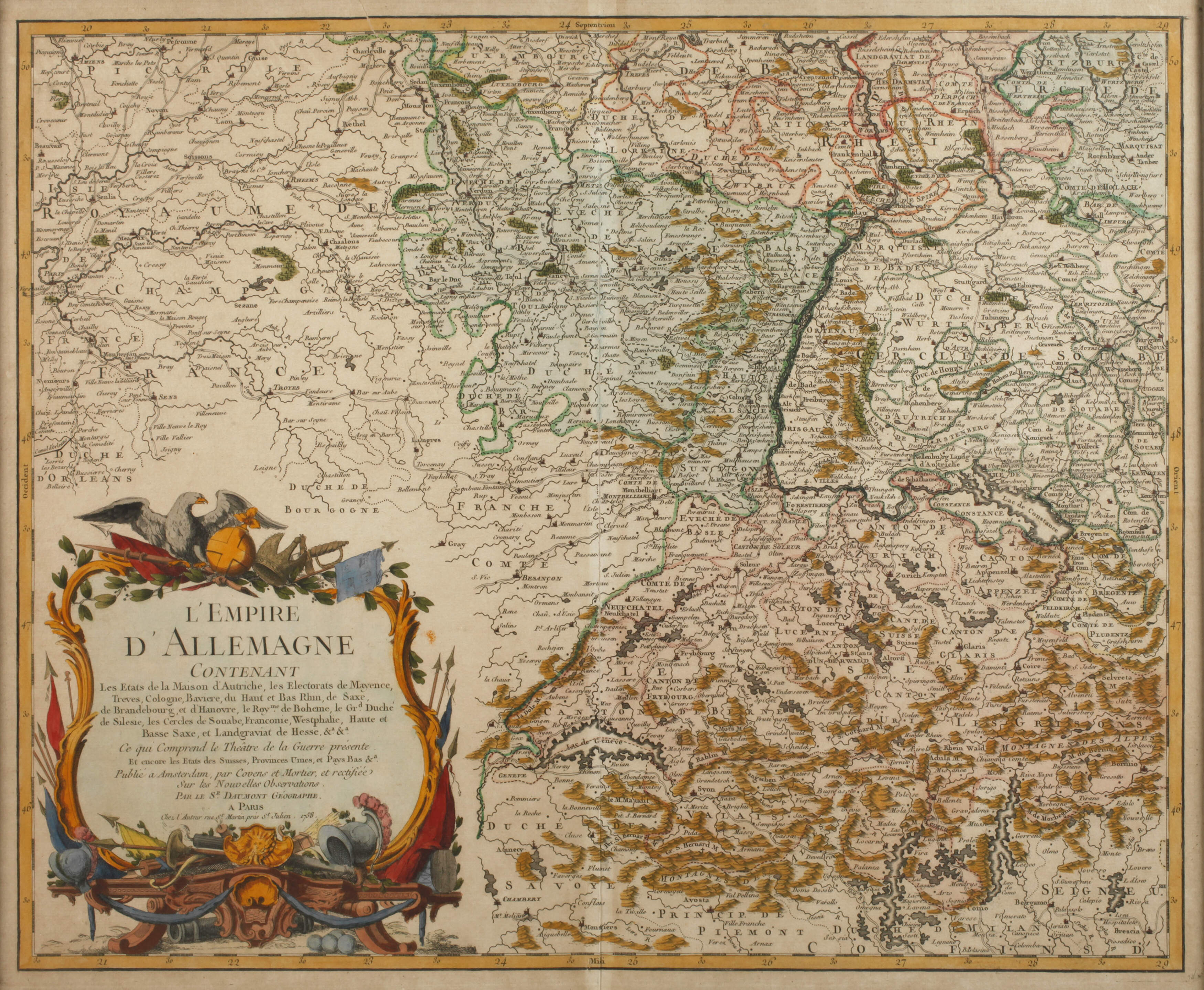 Kupferstichkarte "L´Empire D´ Allemagne" 1758