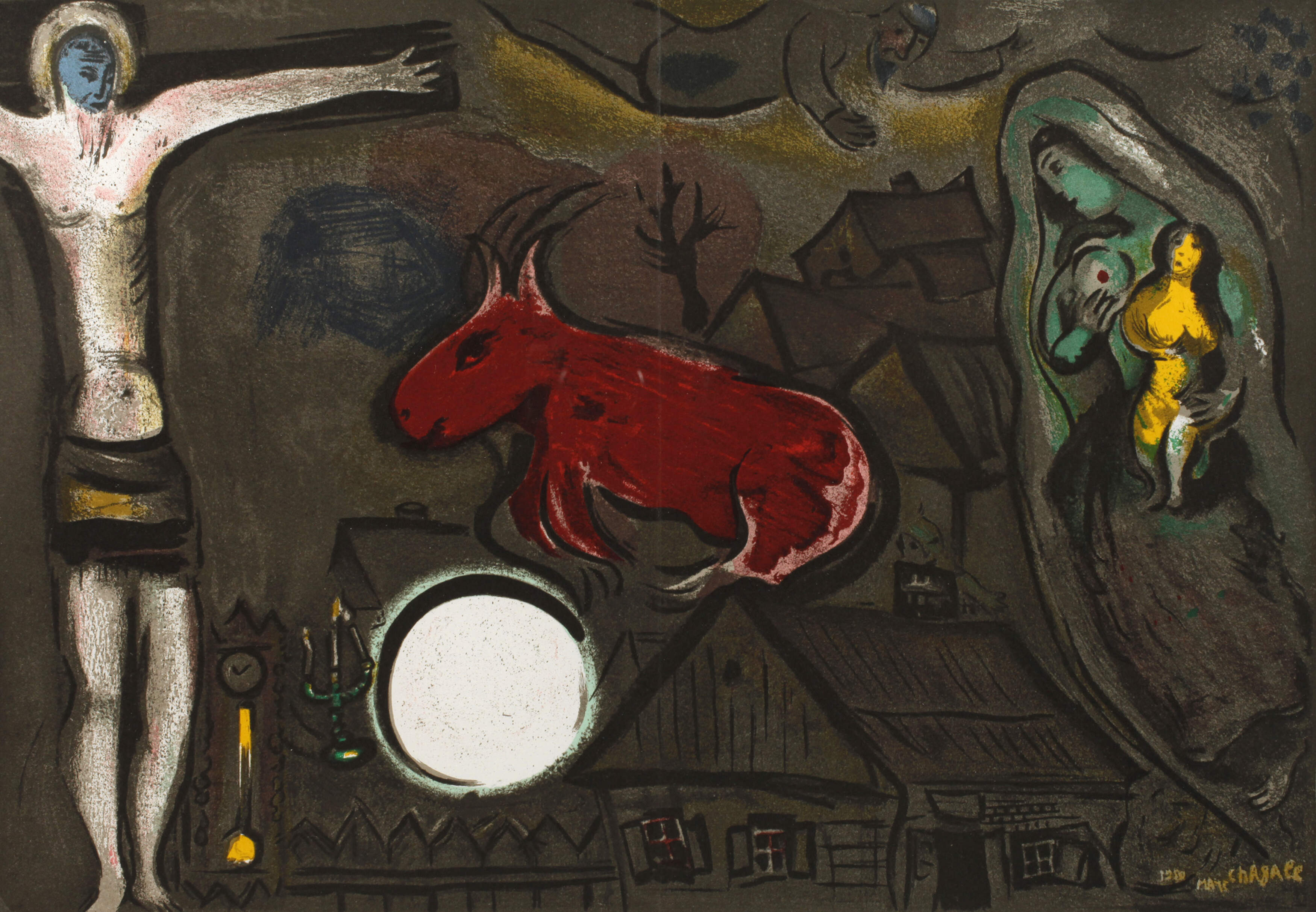 Marc Chagall, "Rotes Pferd vor nächtlichem Himmel"