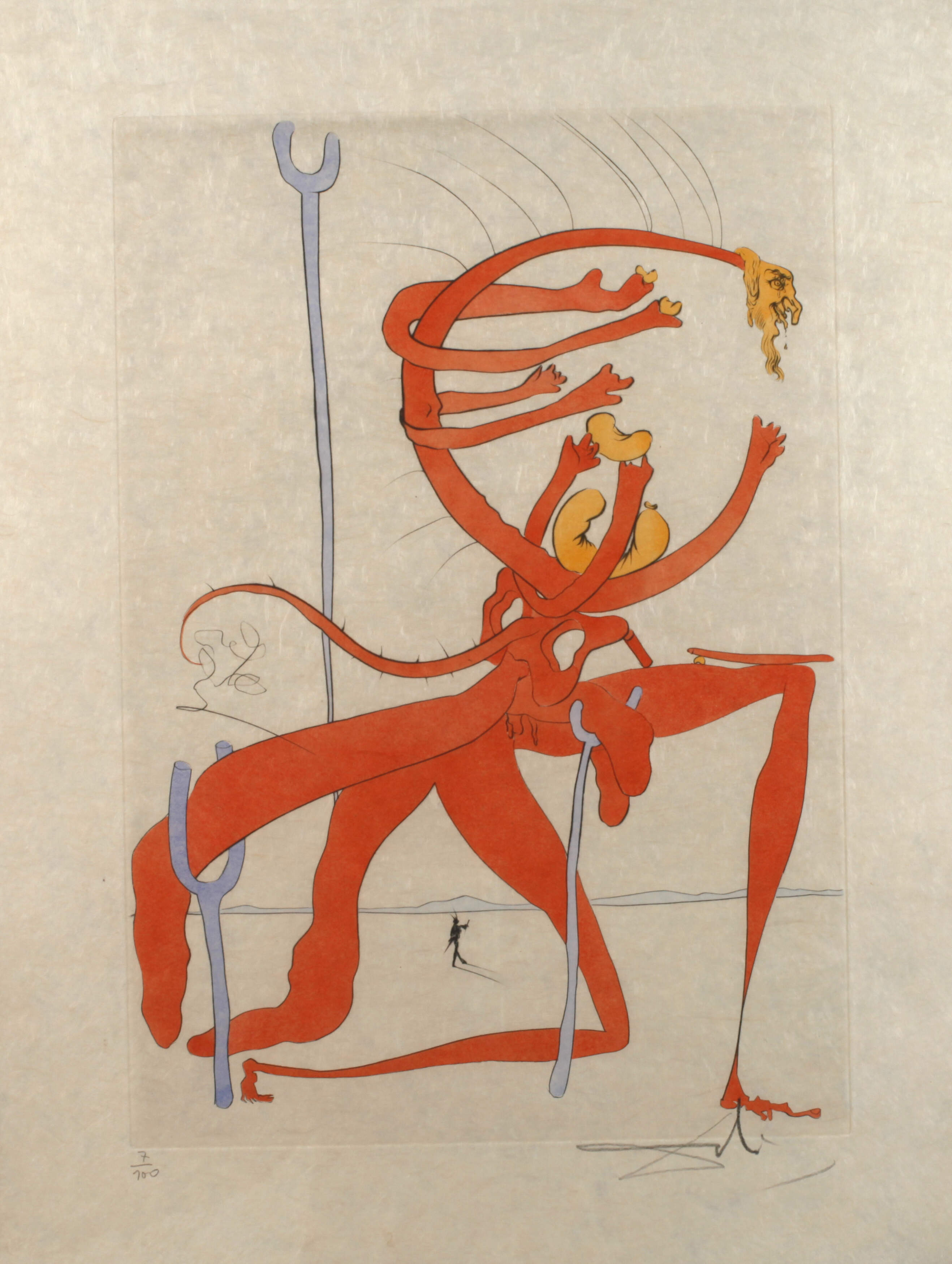 Salvador Dali, "Figure rouge avec portrait de..."