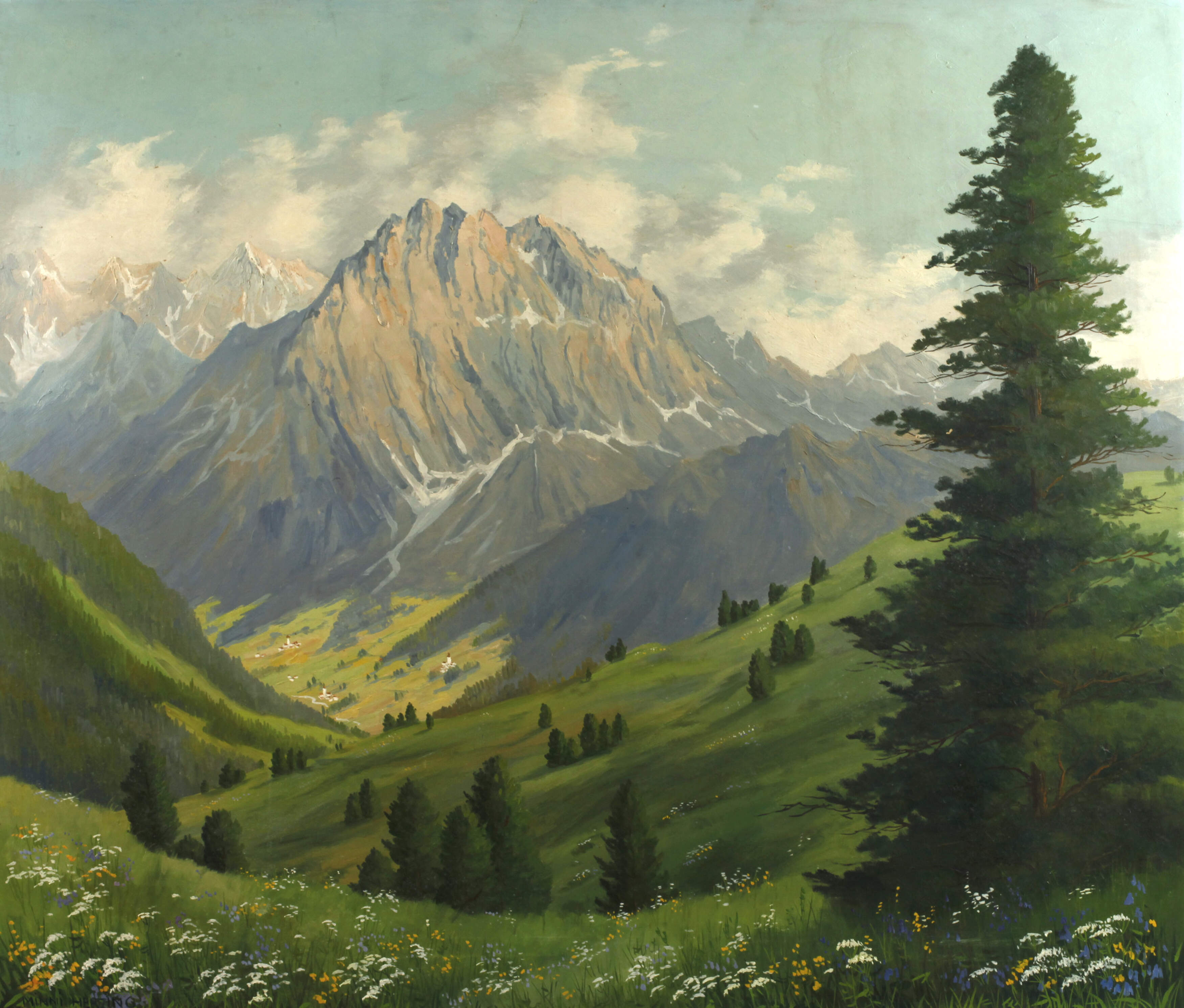 Minni Herzing, "Sommerlandschaft im Hochgebirge"