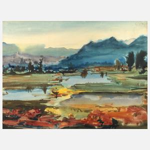 Gerhard Stengel, Bergige Landschaft mit Seen