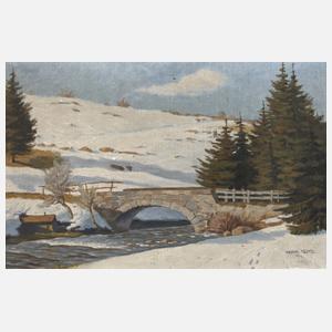 Hermann Lenz, Brücke in Winterlandschaft