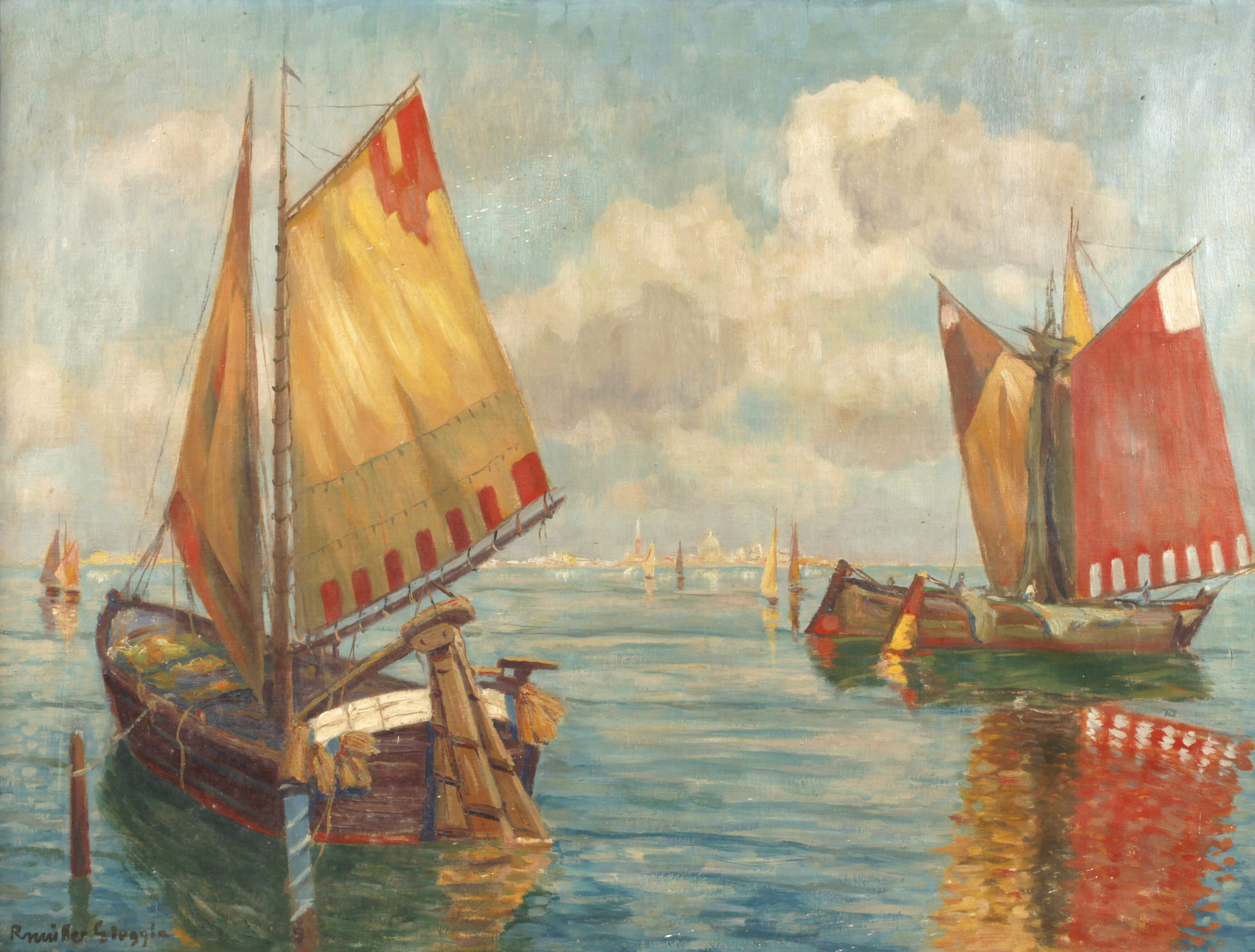 R. Müller, Boote vor Venedig