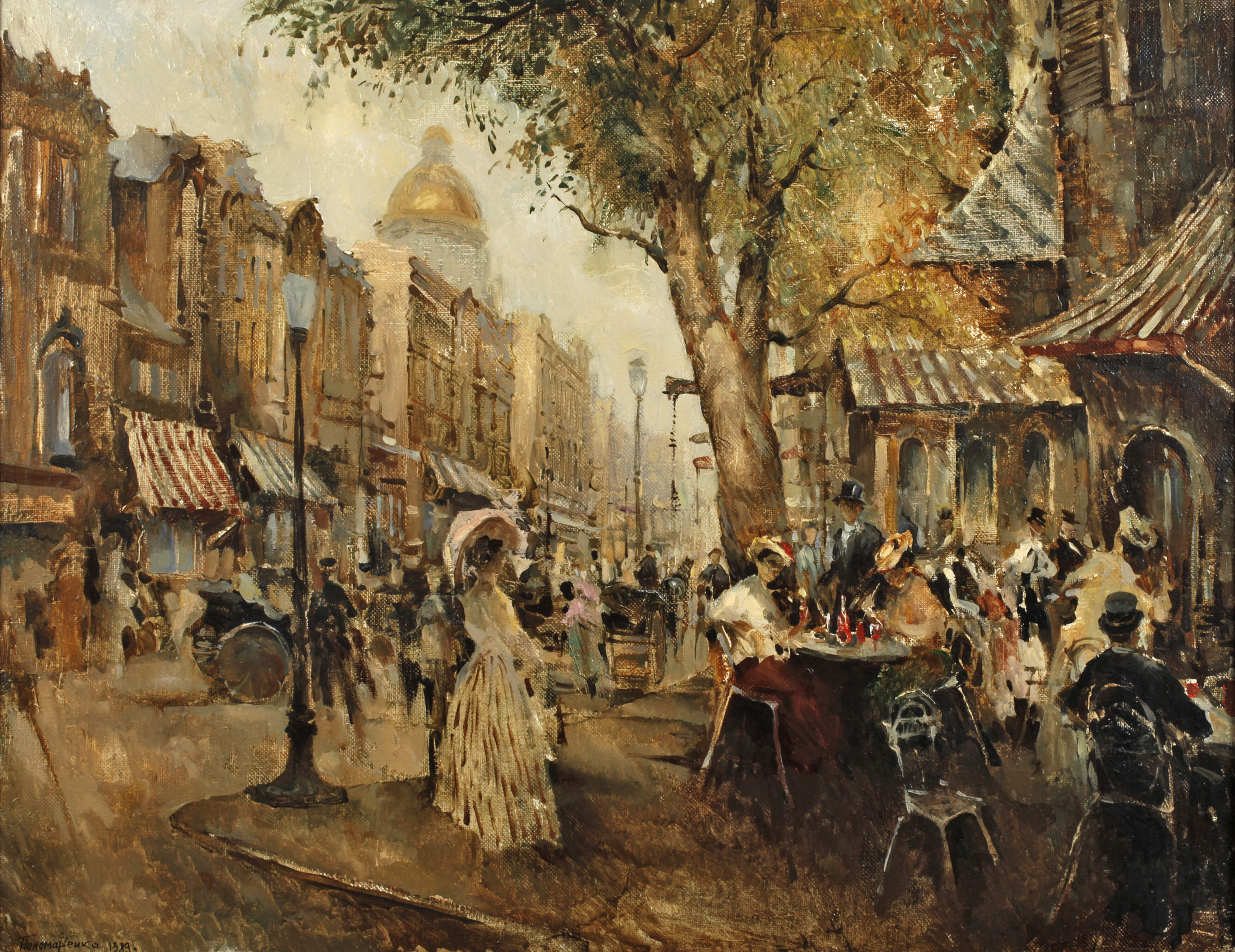 Mikhail Ponomarenko, Straßencafé in Paris-Montmartre