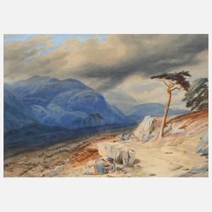 A. W. Smeeton, Ruhender Wanderer im Gebirge